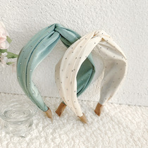 2024 Korean fashion new hairband solid color fabric perm hair accessories headband wide-brimmed womens cross hairpin F823