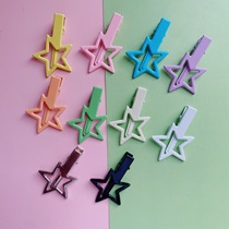 Sweet and cool cream five-pointed star duckbill clip ins girl heart sweet and practical student bangs side clip headband card for women