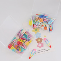 Cute childrens Korean version gradient color paint drop glue color clip boxed water drop clip rainbow hair clip