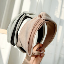 Korean Dongdaemun same style hairband striped plaid fabric hair accessories headband cross bow ladies hairpin F802