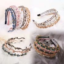 European and American hairbands double-layered beaded water headbands Korean high-end personalized fashionable and versatile hair accessories