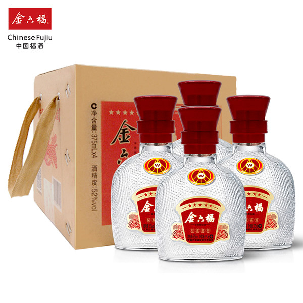 降60元 金六福 福星高照 五星 52度浓香型白酒 375ml*4瓶装 天猫优惠券折后￥499包邮（￥599-100）