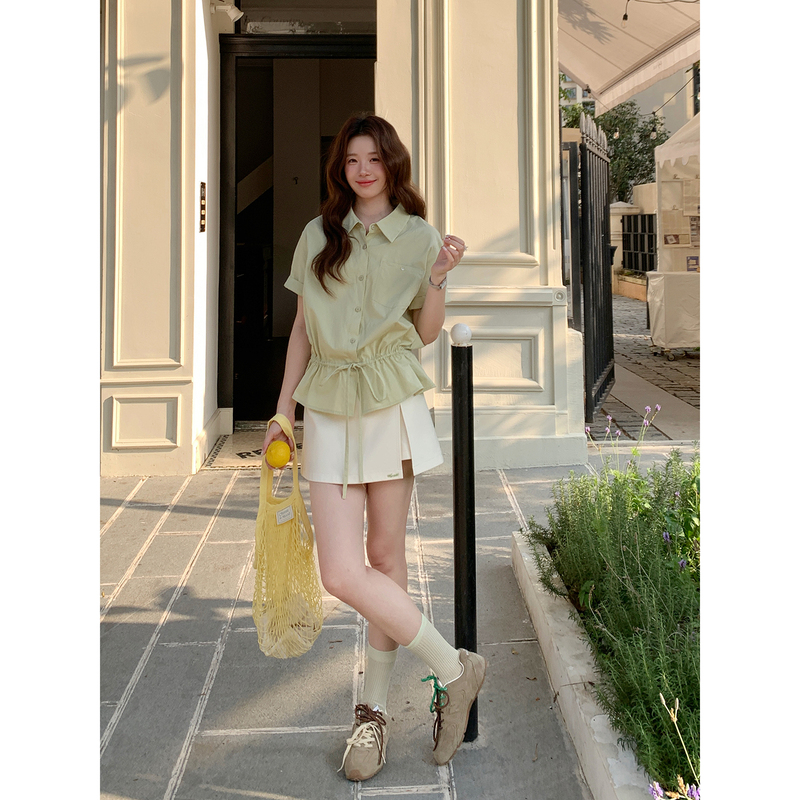 Even Yiwen【Yunjian Jam】Korean Style High-Intelligence Gentle White Slit Skirt Versatile Casual Short Skirt for Spring
