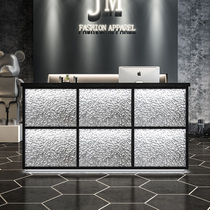 Clothing Shop Collection Silver Desk Brief Modern Bar Terrace Glass Stone Veins Counter Restaurant Creative Front Desk Reception Desk