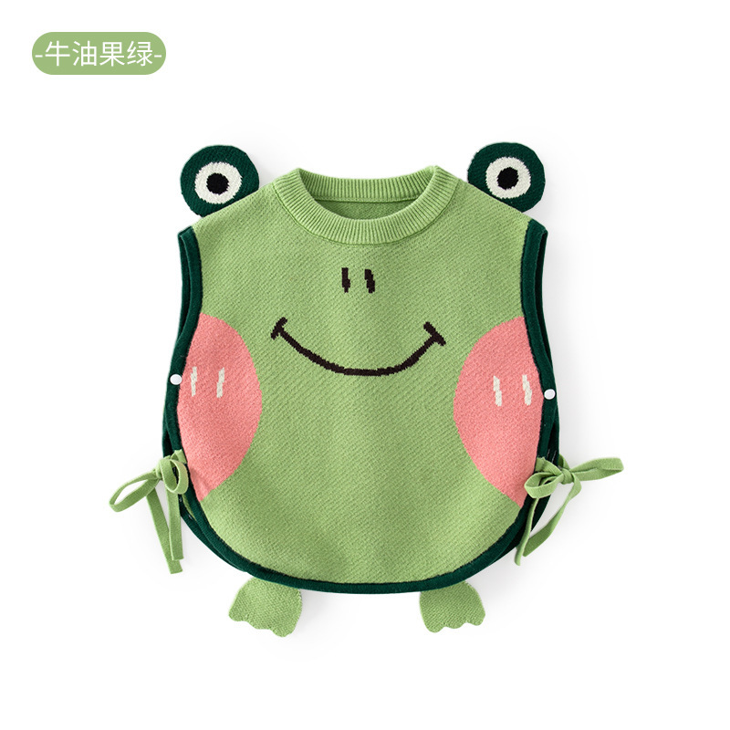 70% off Brand Clearance Children's Clothing Autumn and Winter Cute Little Frog Knitted Sweater Vest for Boys and Girls