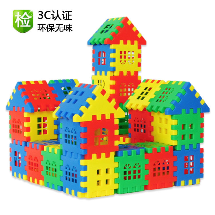 Children's Puzzle Big Number Block Baby Paradise Plastic Parquet Building Block Assembly House Villa Kindergarten Toys