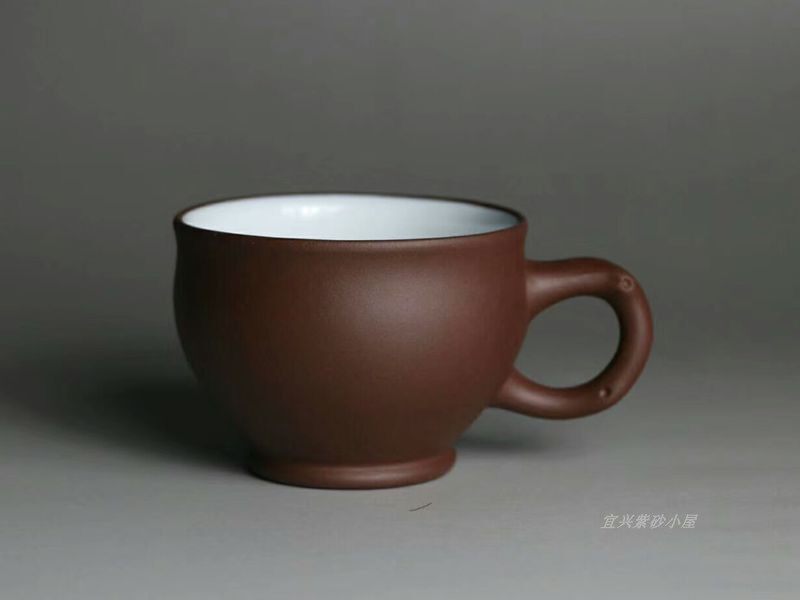 Yixing Zisha No.1 Factory 1990s boutique Huanglongshan old purple mud white glaze primrose master teacup 160cc