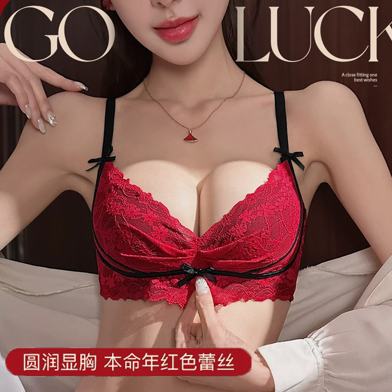 Red Sexy Lingerie Set for Women, Lace Bra, Zodiac Year, Wireless, Push-Up, Enhancing, Adjustable Bra for Brides Red Sexy Lingerie Set for Women, Lace Bra, Zodiac Year, Wireless, Push-Up, Enhancing, Adjustable Bra for Brides