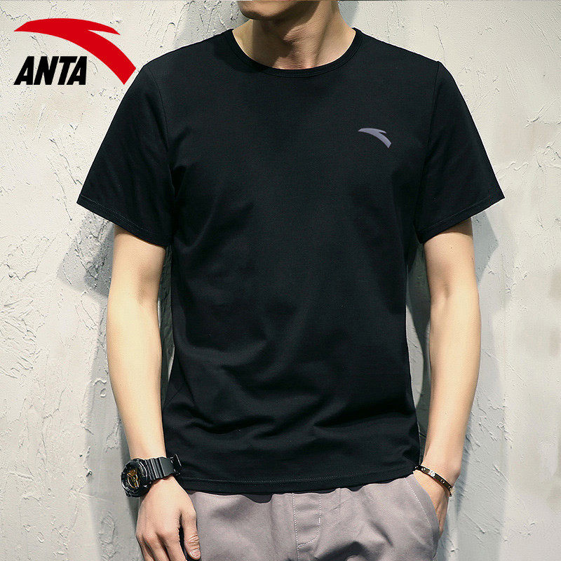 Summer new men's short-sleeved T-shirt Anta 2022 new black top clothes round neck men's half-sleeved T-shirt