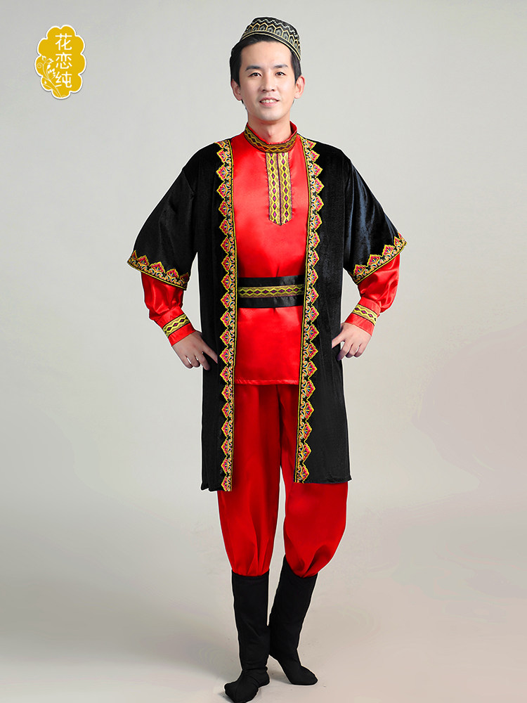 XINJIANG UYGUR COSTUMES MENS ETHNIC STYLE KAZAKH DANCE COSTUMES XINJIANG HUI MINORITY PERFORMANCE COSTUMES