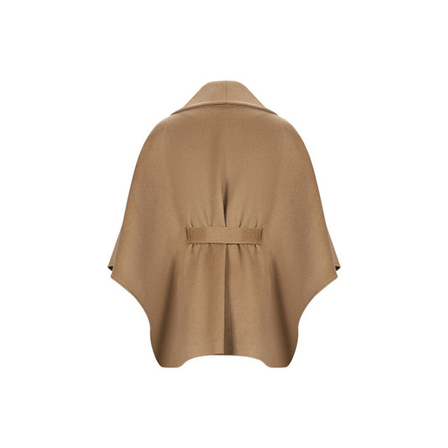 ການອອກແບບສະເພາະຂອງ CHUJI ໄດ້ຮັບອະນຸຍາດຢ່າງເປັນທາງການ ເສື້ອຄຸມຜ້າຂົນຫນູ camel shawl loose silhouette cape coat