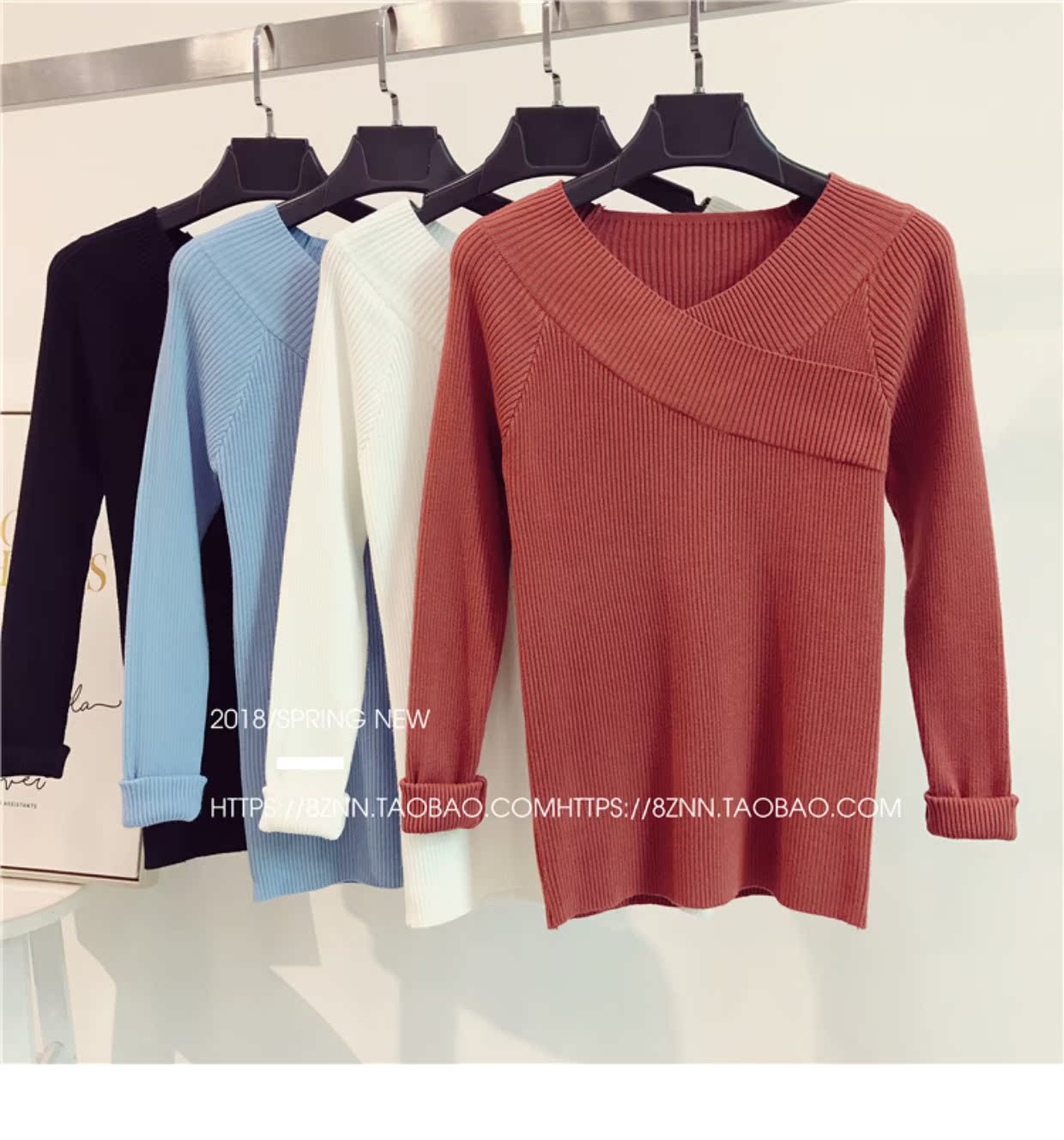 Phiên bản Hàn Quốc của áo len bó sát mùa thu trang trí tay dài cổ chữ V thời trang nữ 2018 mới áo cardigan