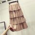 Deerskin xù váy nữ mùa đông màu rắn hoang dã eo thon đã mỏng trong phần váy dài eo cao chân váy hàn quốc Váy
