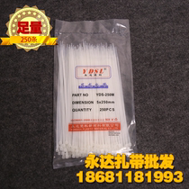 Yongda plastic 5x250mm enough 250 strips of self-locking nylon plastic cable tie Black White