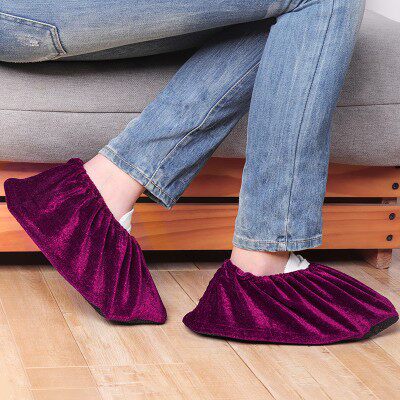 Velvet shoe cover home can be repeatedly washed children's foot cover indoor wear-resistant thickened non-slip machine room shoe cover students