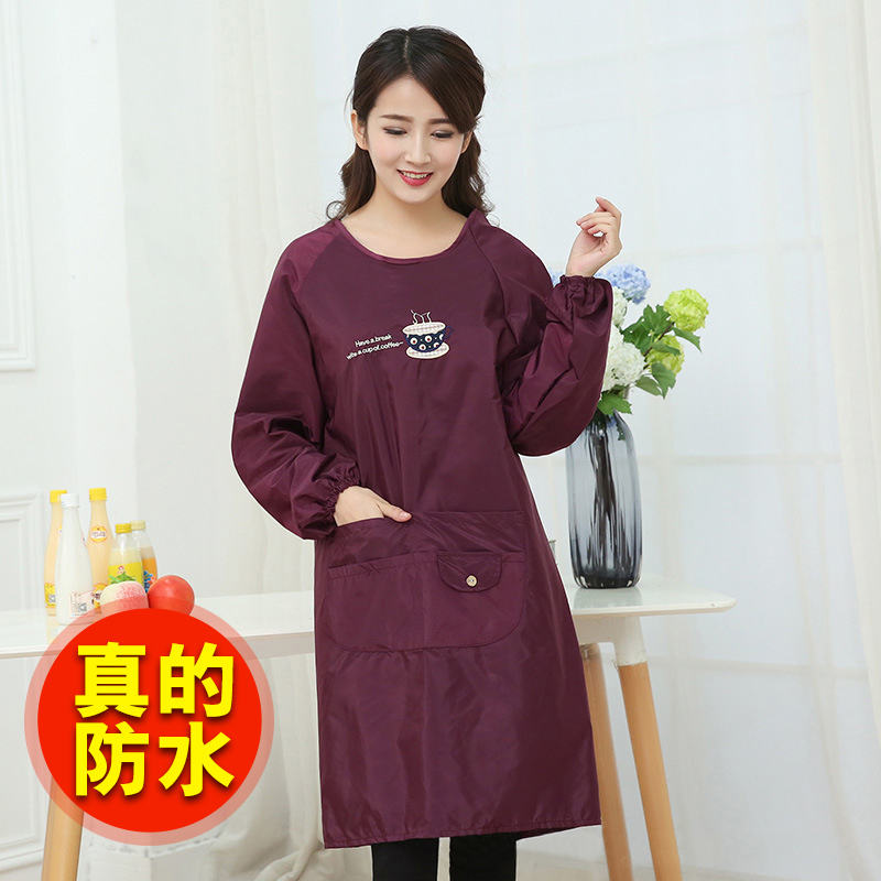 Waterproof hood clothes Home Kitchen Ladies Oil-proof apron Restaurant Uniform Fashion Cooking waistcoat Long sleeves Anti-wearing clothes