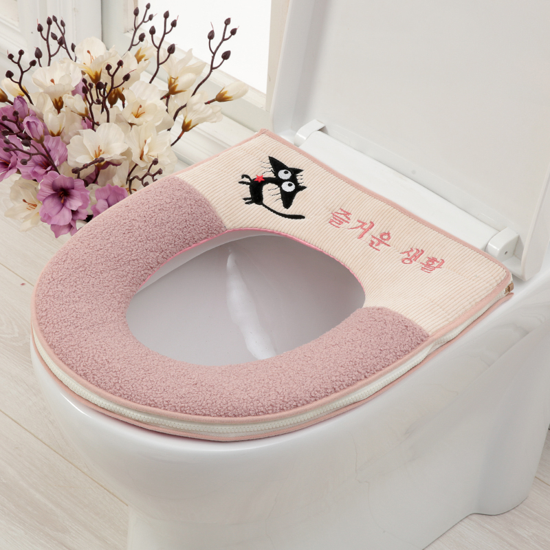 Toilet pad Universal thickened zipper Autumn and winter waterproof toilet seat toilet cover Toilet ring Household toilet seat cushion