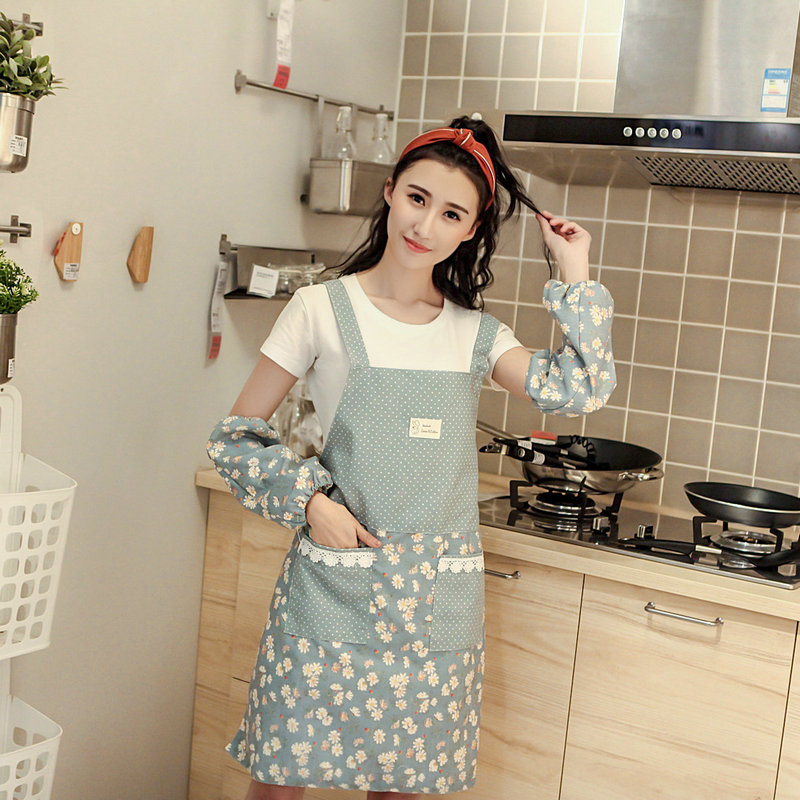 Korean version of waterproof apron kitchen cooking oil-proof anti-fouling sleeveless coat fashion dining room cute home work clothes