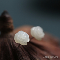 Eternal Flower Rose 925 Sterling Silver Earrings Female Natural Hetian Jade Simple Fashion Temperament Crystal Earrings Ear Jewelry