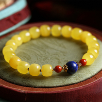 Small silversmith natural honey wax amber multi-treasure bracelet ladies transfer beads crystal jade string of beads beads beads handstring