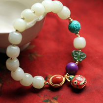 Small Silversmith Natural and Tian Yudoo Handchain Women Advanced Sensation Jade Beads Beads beads Goat Fat White Jade Crystal Handstring