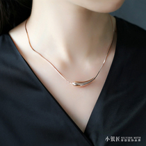 925 sterling silver small eggplant necklace female plated 18K rose gold simple fashion temperament personality short collarbone chain