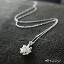 Small silversmith original 925 sterling silver necklace fresh lotus pendant Korean fashion choker necklace silver jewelry