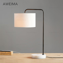 Avima very simple American country linen study table lamp modern natural marble bedside living room table lamp