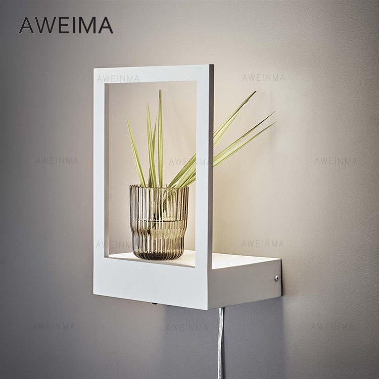 Nordic modern minimalist aisle background wall decoration strike shelf led bedroom bedside balcony restaurant wall lamps