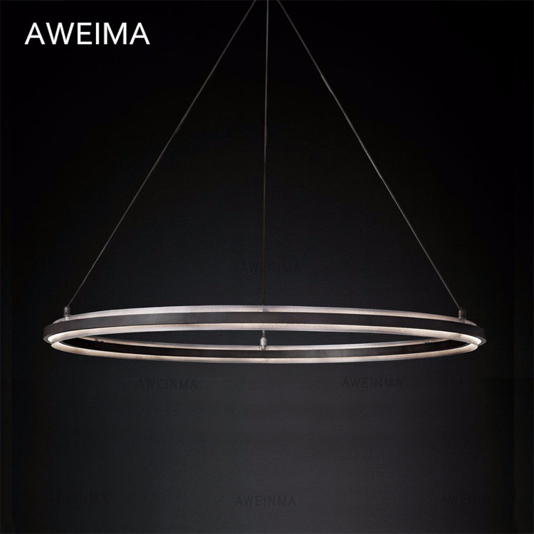 Nordic modern minimal living room LED circular lamps Hall aluminum alloy bedroom lighting chandelier