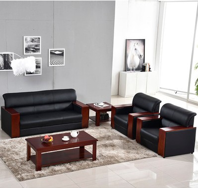 Nanjing simple office sofa tea table combination modern minimalist office furniture reception guest sofa three-seat