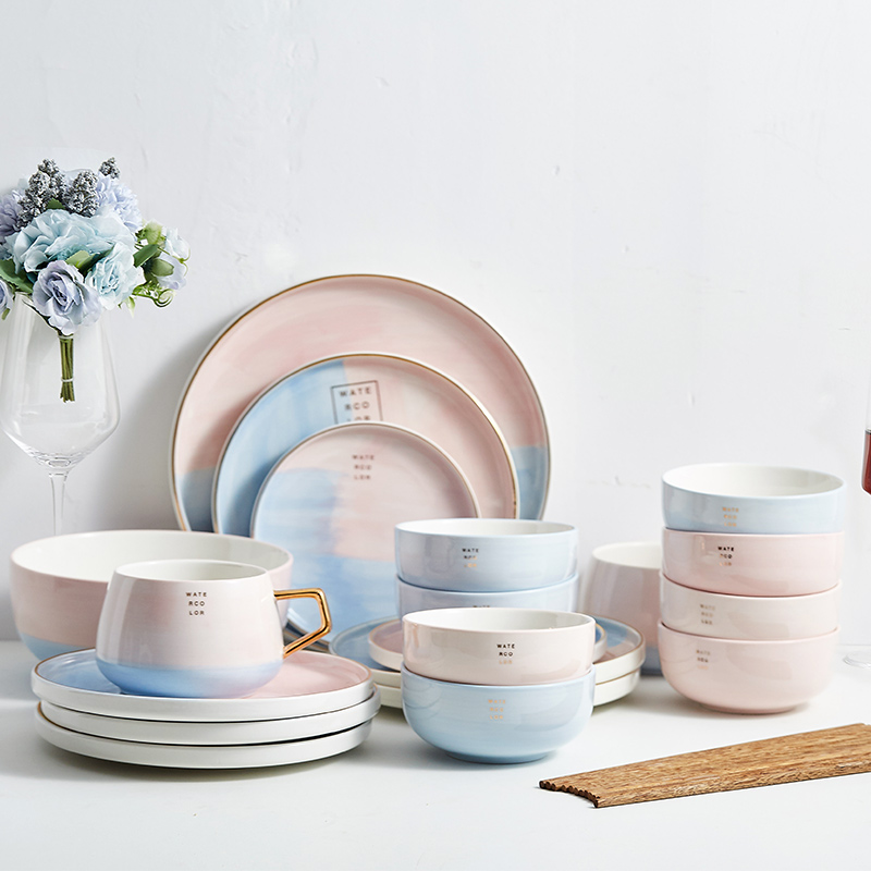Orange leaves the Nordic up phnom penh dish suits for home ins jingdezhen ceramic bowl chopsticks tableware plate walking in the cloud