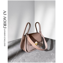 (British small AJ AOIRJ) niche brand leather contrast tote bag premium sense one-shoulder diagonal cross womens bag