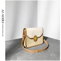 (British little AJ AOIRJ) cowhide small square bag contrast one-shoulder armpit bag niche design diagonal cross bag womens tide