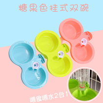 Cat dog feeder hanging automatic water feeding two-in-one hanging cage double bowl anti-tipping color plastic P