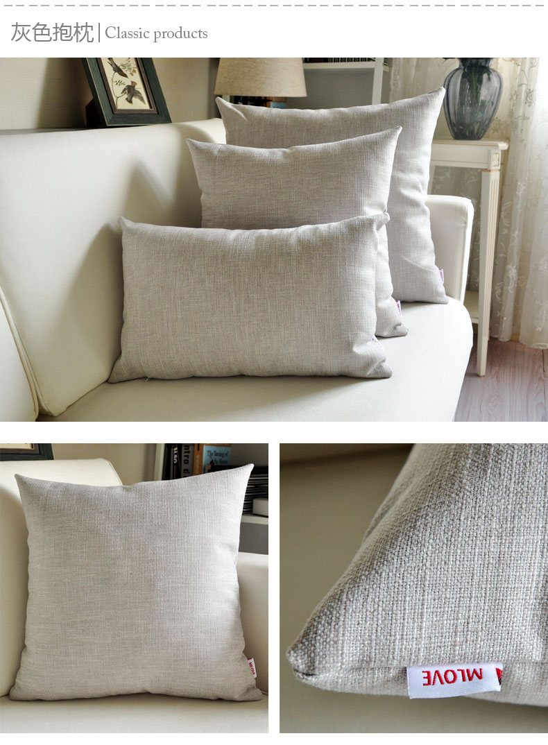 Dày linen vải gối đệm lớn sofa văn phòng giường pillowcase thắt lưng gối đơn giản lại tùy biến