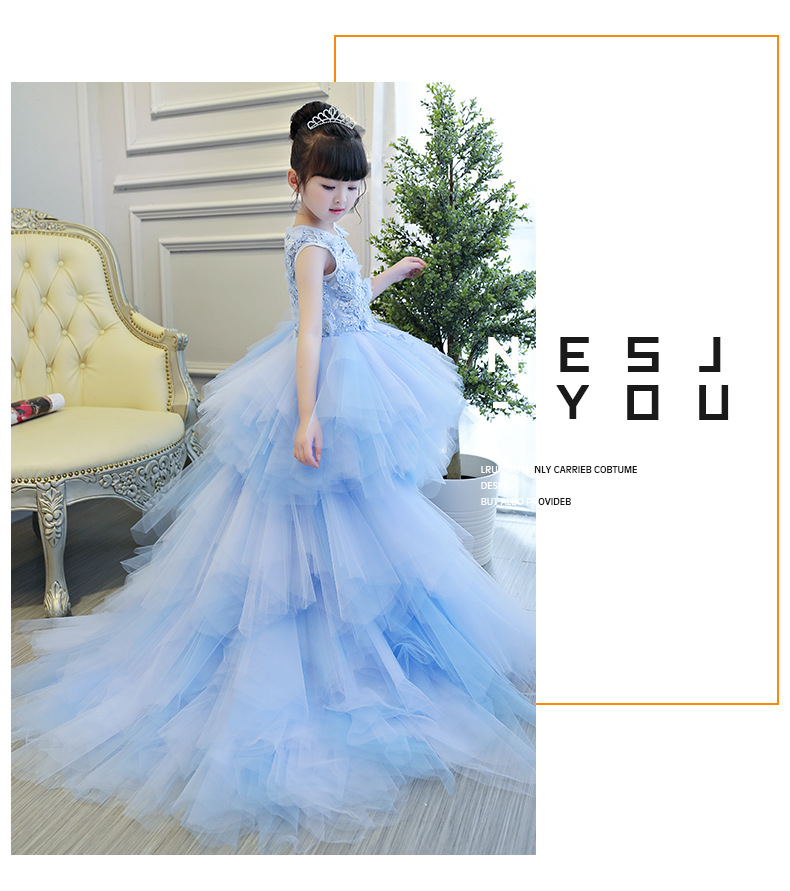 Cô gái buổi tối ăn mặc 8 công chúa váy 9 trẻ em trailing wedding dress pettiskirt 10 máy chủ nhỏ trang phục sân khấu trình diễn váy trẻ em đẹp