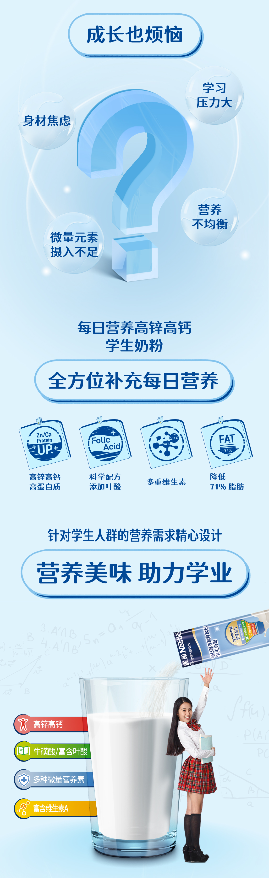 Nestlé 雀巢 爱思培 高锌高钙学生营养奶粉 350g*2袋 53.77元包邮 买手党-买手聚集的地方