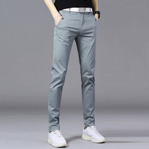 Casual pants mens fashion brand summer thin slim small pants Korean version of the trend handsome and versatile straight mens trousers