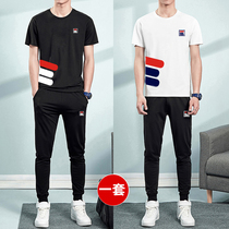 Casual suit mens summer fashion brand fashion short-sleeved two-piece suit men with a handsome set of sports clothes