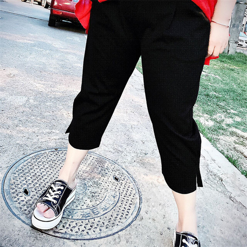 Plus-Size Women's Summer Thin Capri Pants, Shorts for Chubby Women, Wide-Leg Straight Pants for Moms, Slimming Effect Plus-Size Women's Summer Thin Capri Pants, Shorts for Chubby Women, Wide-Leg Straight Pants for Moms, Slimming Effect