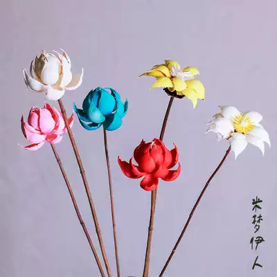 Hot selling art handmade dry flower creative lotus home decoration Zen style literary hipster shooting props