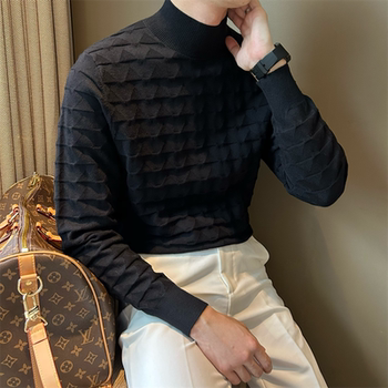 Half turtleneck solid color men's sweater Half turtleneck solid color men's sweater