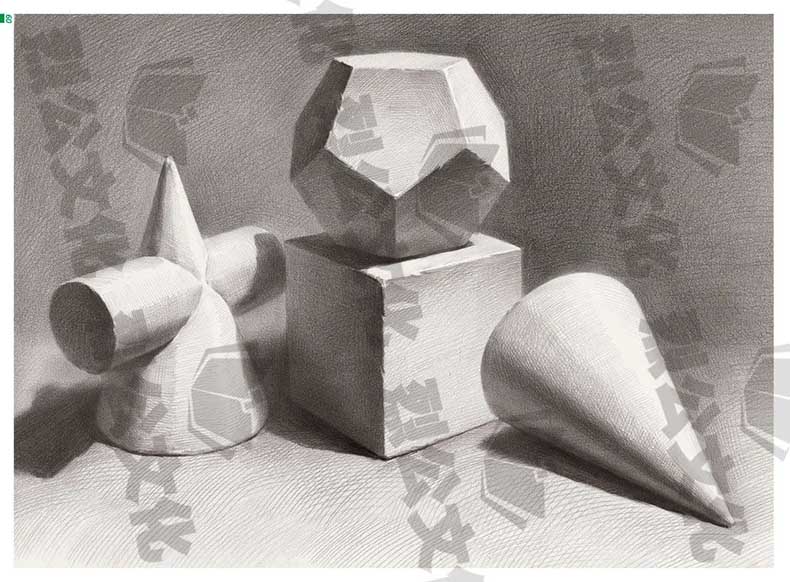 石膏几何体高清临摹卡 2022烈公文化单体组合完整稿素描几何形体临摹范本画册教程教材书籍