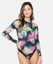 23Hurley surfing diving swimsuit character half-length one-piece long-sleeved sun protection clothing jellyfish clothing summer womens surfsuit