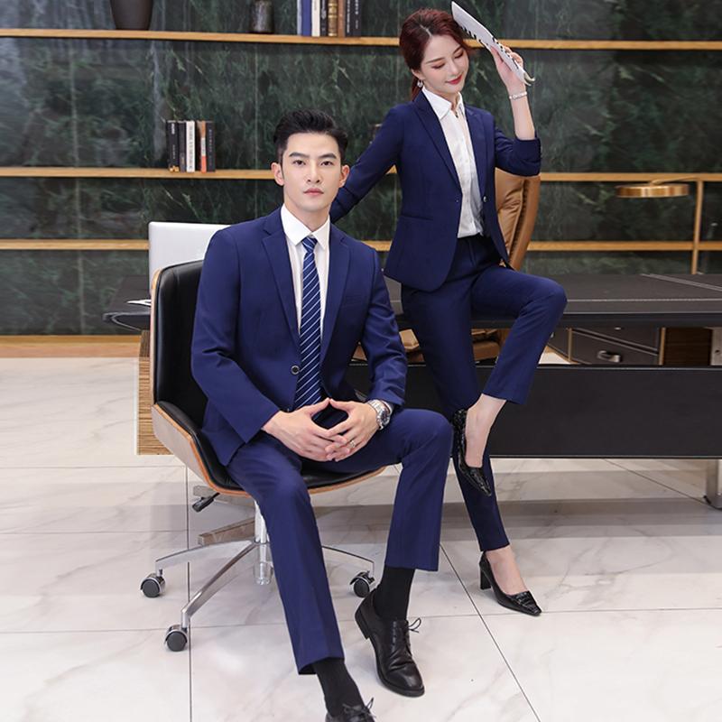 Mopai Suit Set Professional Attire for Men and Women Royal Blue Women's Business Interview Formal Wear Sales Suit Jacket Work Clothes