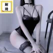 Big Code New Eroy Lingerie Womens Sexy Lace Rabbit Girl Conjoined Dark Buckle Open Gear Uniform Underwear Temptation