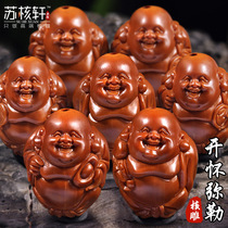 Zhoushan boutique pure handmade chicken blood nucleus opening Maitreya olive core carving hand string mens old oil nucleus olive Hu