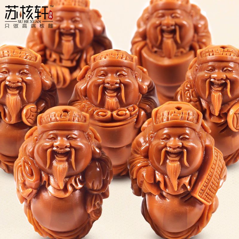 Su Xuan Olive Core Carving Eight God of Wealth Hand String Men's Plate Playing Olive Core Big Seed Chicken Blood Core Pure Handmade God of Wealth