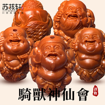 Zhoushan Su Gong pure hand-carved Su Hexuan Riding Beast Fairy Club large seed chicken blood core olive core bracelet for men and women